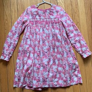Mini Boden Size 7/8 Pink Bunny Smocked Dress